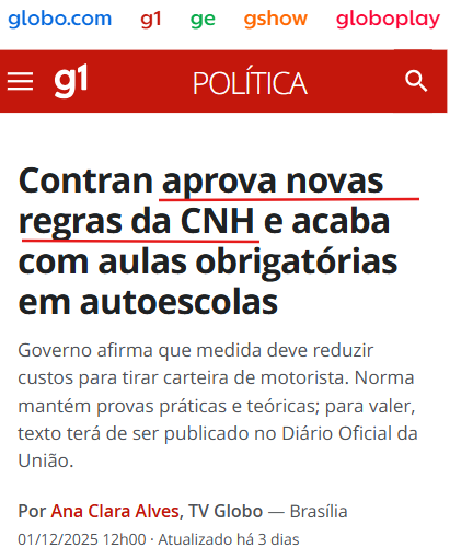 G1 - Nova resolução do CONTRAN reduz custos para tirar CNH